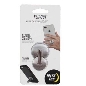 Flip Out $20 Strong 3M VHB Adhesive Silver Phone Handle Stand
